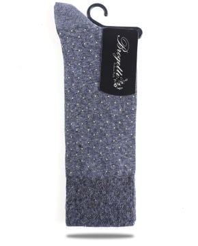 Sarı Nokta Desen Gri Melanj Renk Erkek Soket Çorap