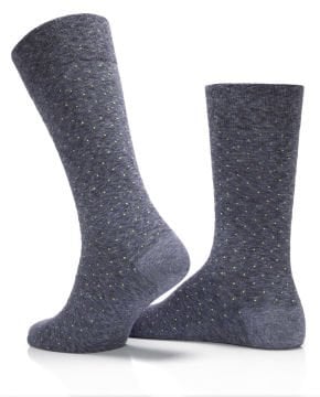 Sarı Nokta Desen Gri Melanj Renk Erkek Soket Çorap