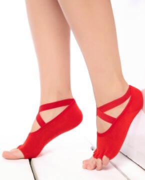 Pilates Çorabı Şerit Lastik ve Kaymaz Tabanlı