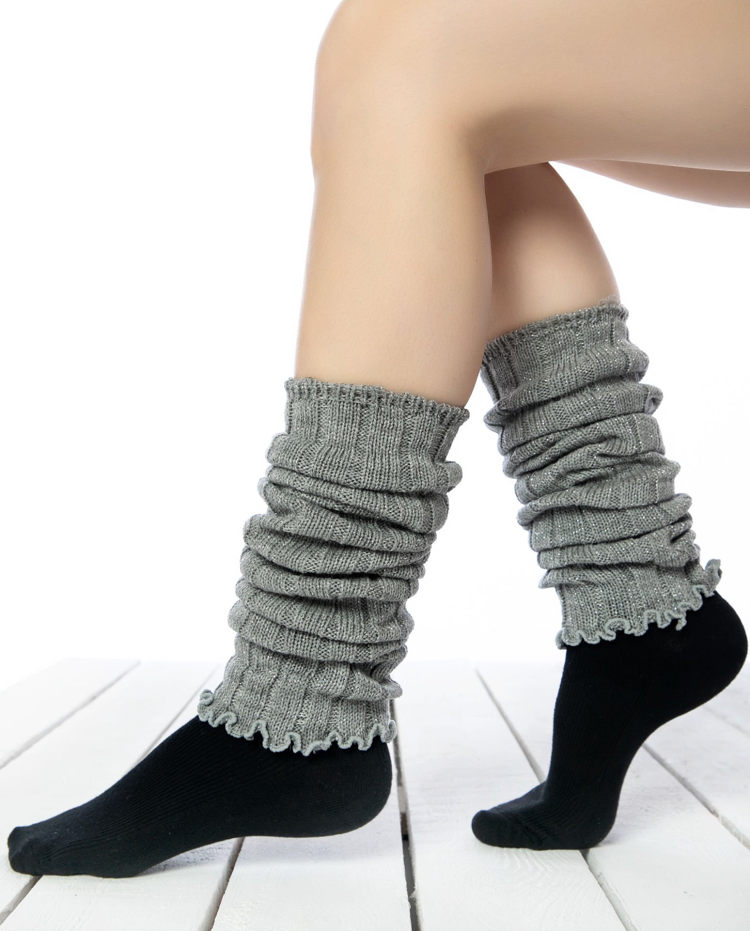 Tozluk Çorap Gri Renk Sim Detaylı