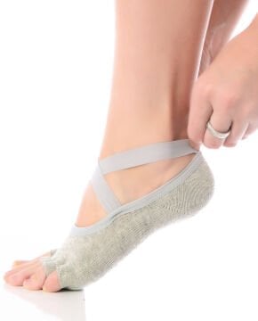 Kaymaz Tabanlı Yoga Çorabı Lastikli Gri Renk
