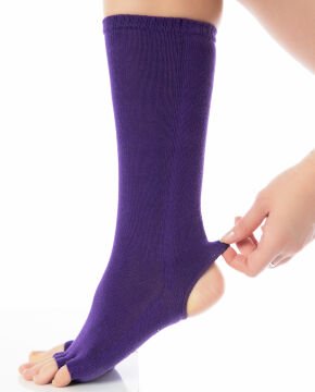Topuk ve Parmak Açık Kaydırmaz Yoga Çorabı Mor Renk