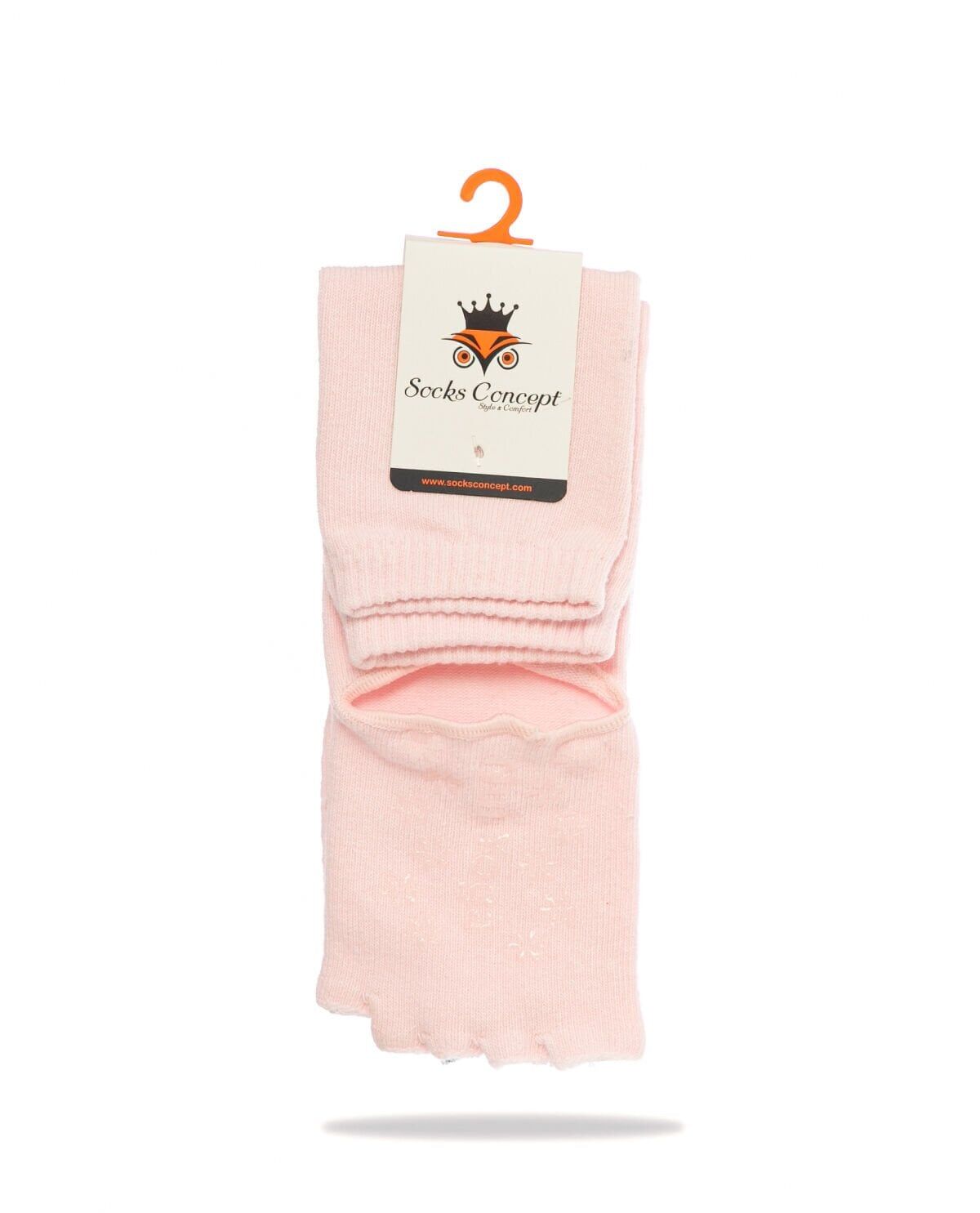 Topuk ve Parmak Açık Kaydırmaz Yoga Çorabı Pembe Renk