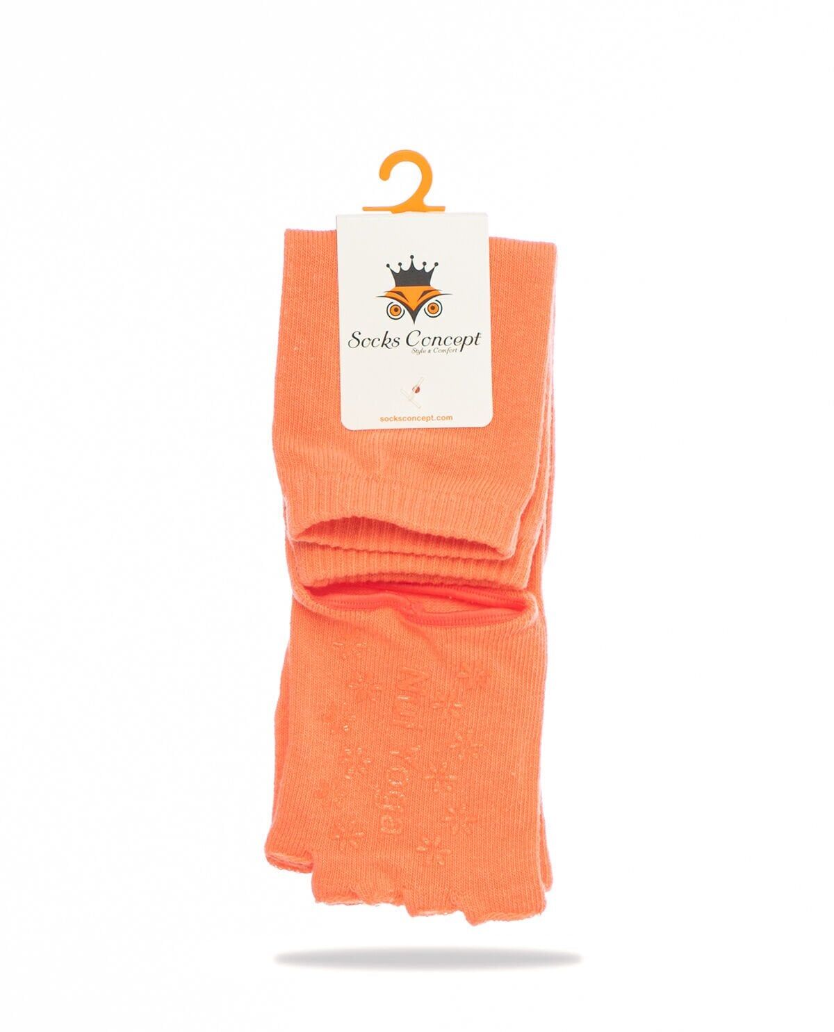 Topuk ve Parmak Açık Kaydırmaz Yoga Çorabı Turuncu Renk
