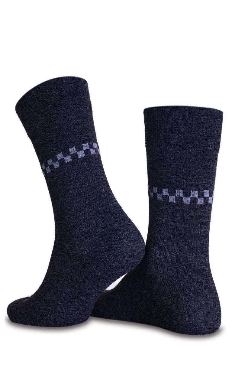 Erkek Yün Çorap Antrasit Renk Kare Desenli ANTRASİT - 40/43