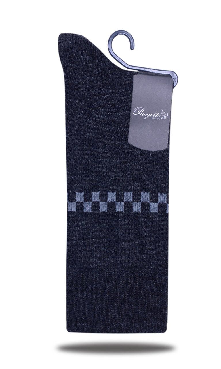 Erkek Yün Çorap Antrasit Renk Kare Desenli ANTRASİT - 44/47