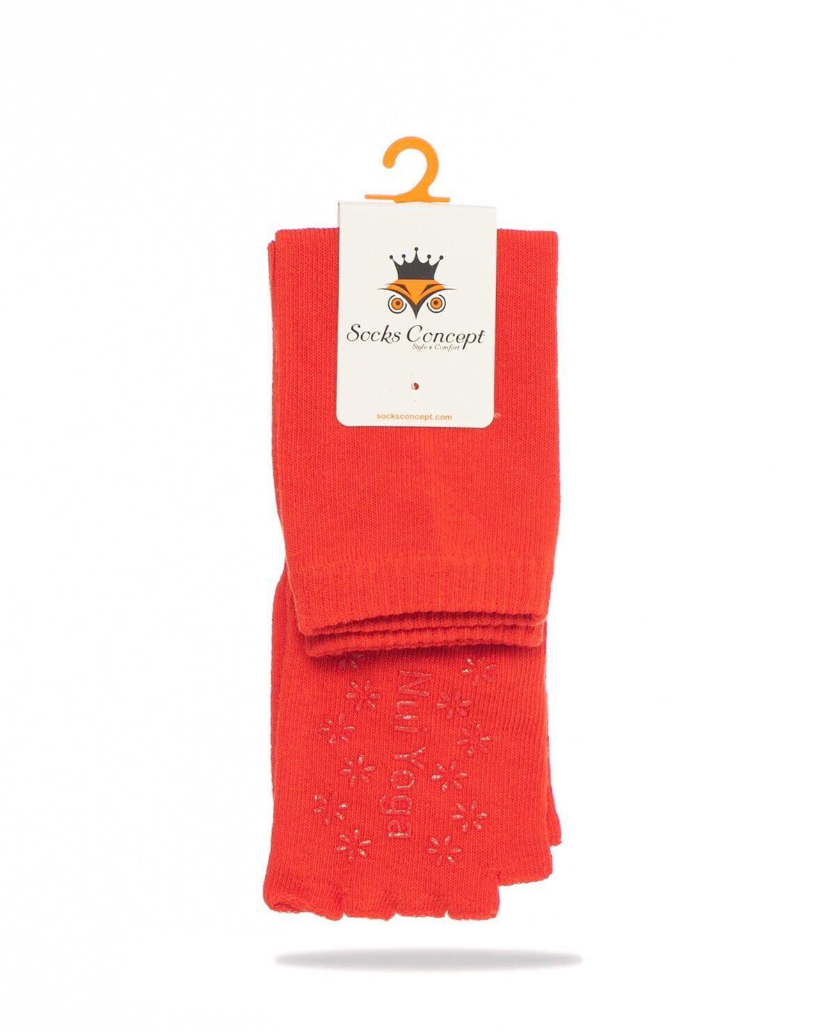 Topuk ve Parmak Açık Kaydırmaz Yoga Çorabı Kırmızı Renk