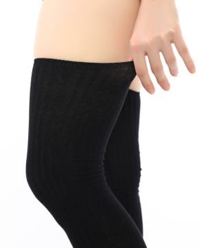 Siyah Diz Üstü Çorap Victoria Jartiyer Boy