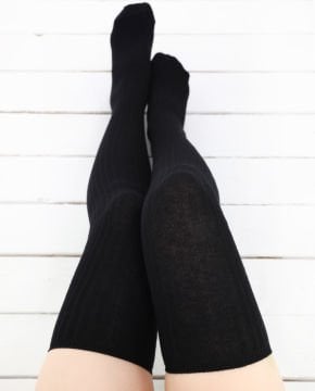Siyah Diz Üstü Çorap Victoria Jartiyer Boy