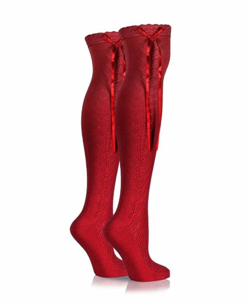 Bordo Dizüstü Dantel Detaylı File Çorap Jessica