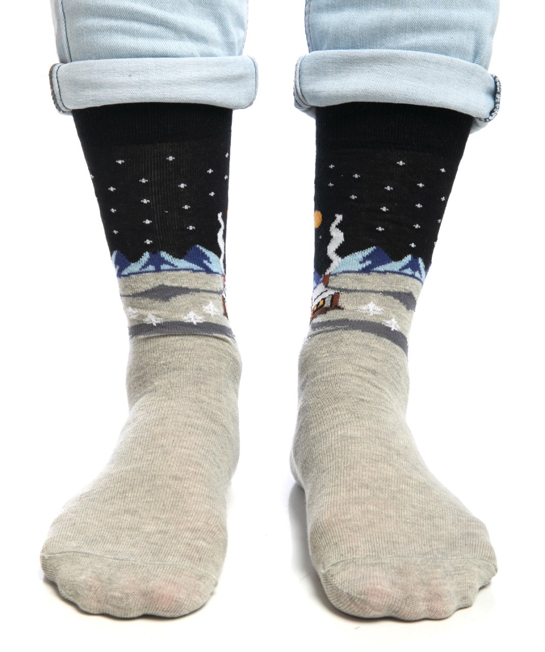 Kar Manzarası Desenli Erkek Yılbaşı Çorabı RENKLİ - 41/46