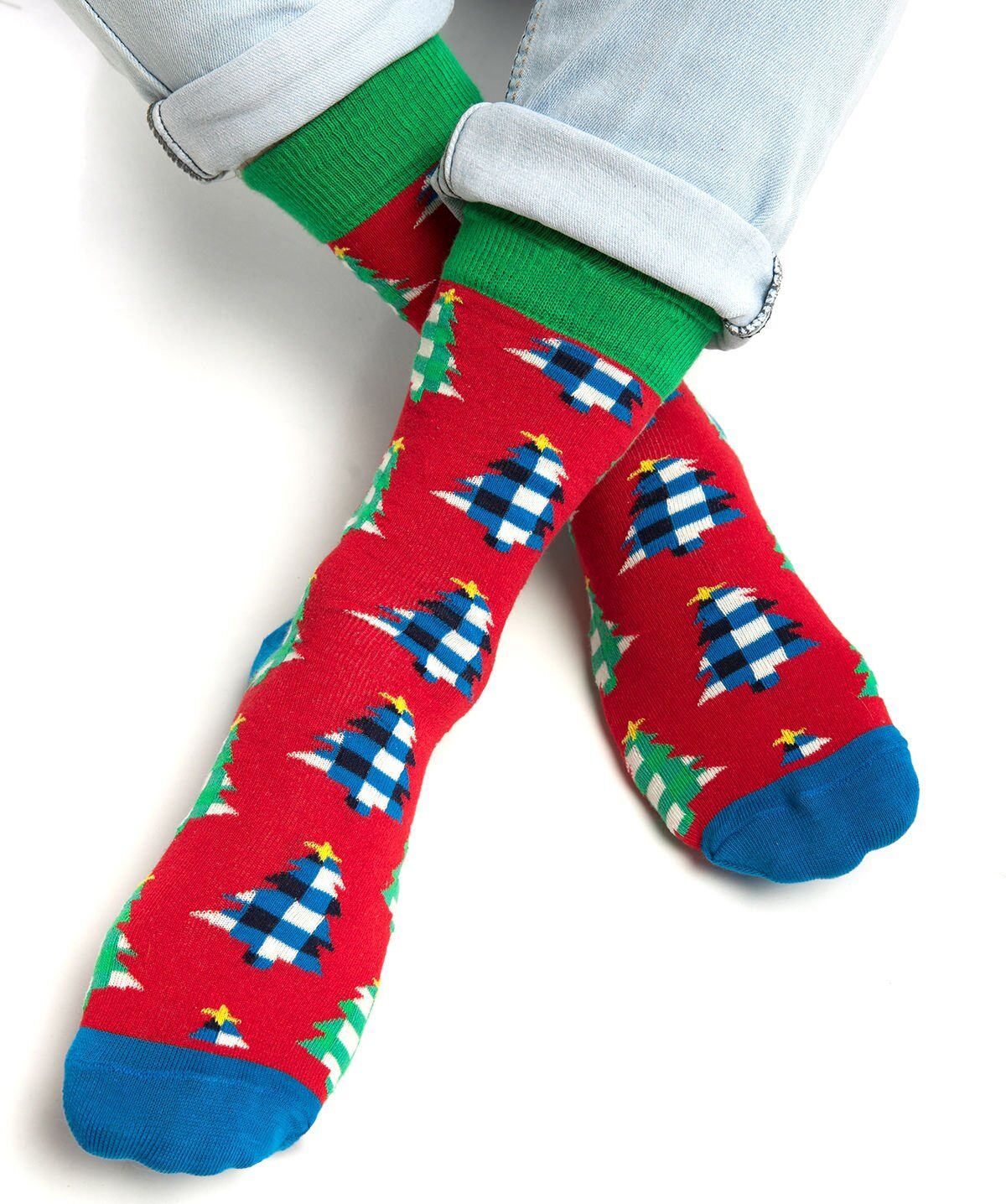 Renkli Çam Ağacı Desenli Erkek Yılbaşı Çorabı