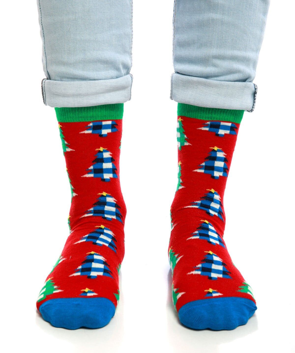 Renkli Çam Ağacı Desenli Erkek Yılbaşı Çorabı