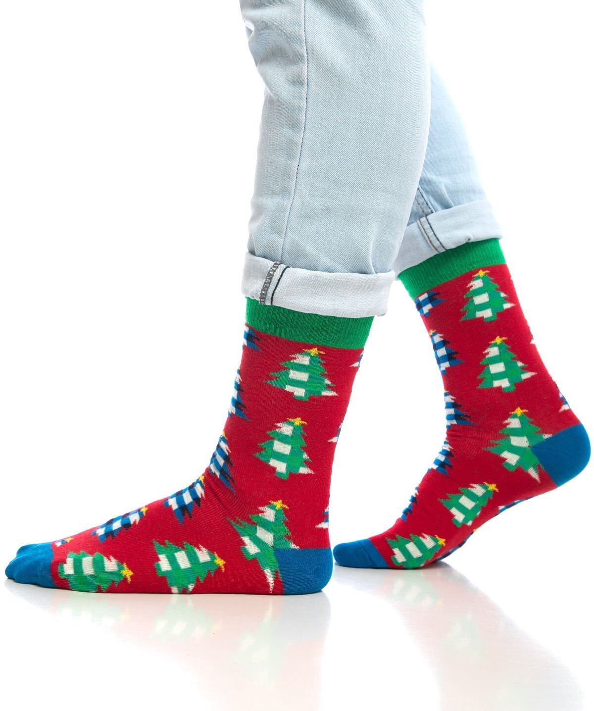 Renkli Çam Ağacı Desenli Erkek Yılbaşı Çorabı