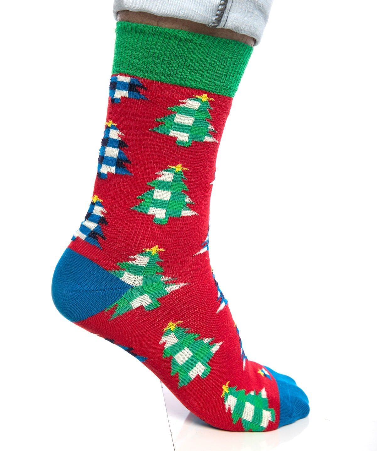 Renkli Çam Ağacı Desenli Erkek Yılbaşı Çorabı