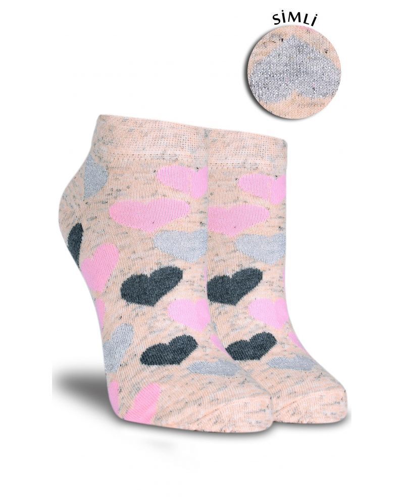 Simli Kalpli Kısa Soket Çoraplar 4'lü Eko Paket