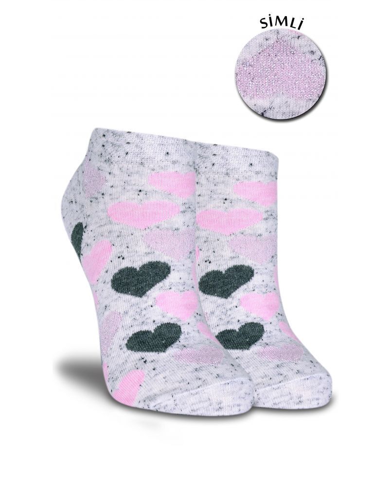 Simli Kalpli Kısa Soket Çoraplar 4'lü Eko Paket