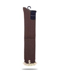 Dantel ve Düğme Detaylı Kahverengi Dizüstü Çorap Emily KAHVERENGİ - TEK BEDEN