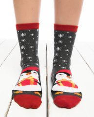 Penguen Desenli Yılbaşı Çorabı RENKLİ - 36/40