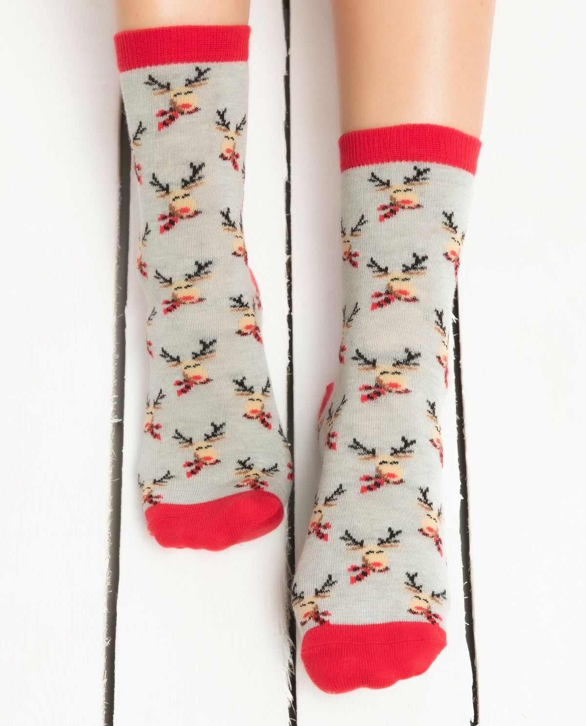 Minik Geyik Desenli Yılbaşı Çorabı