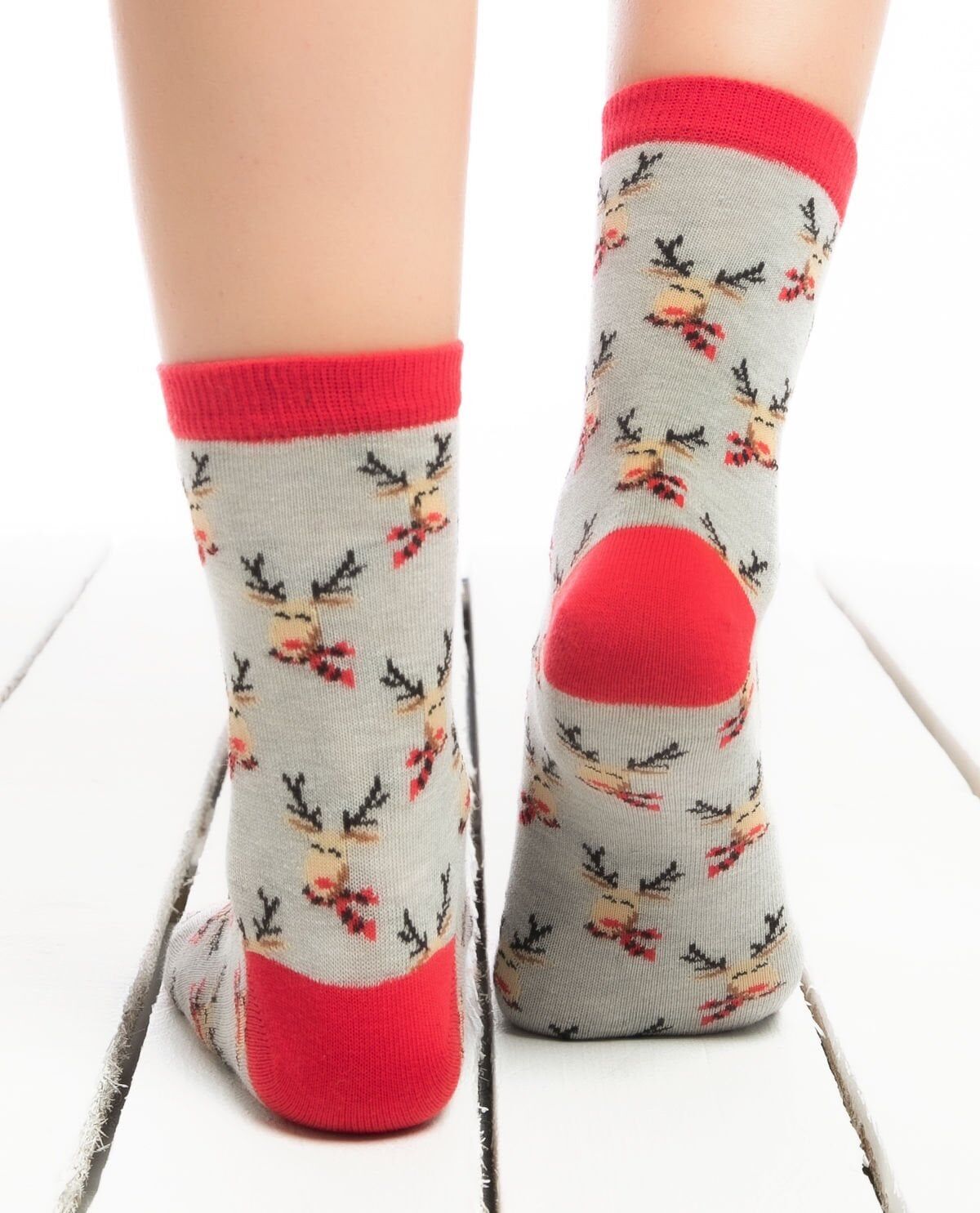 Minik Geyik Desenli Yılbaşı Çorabı