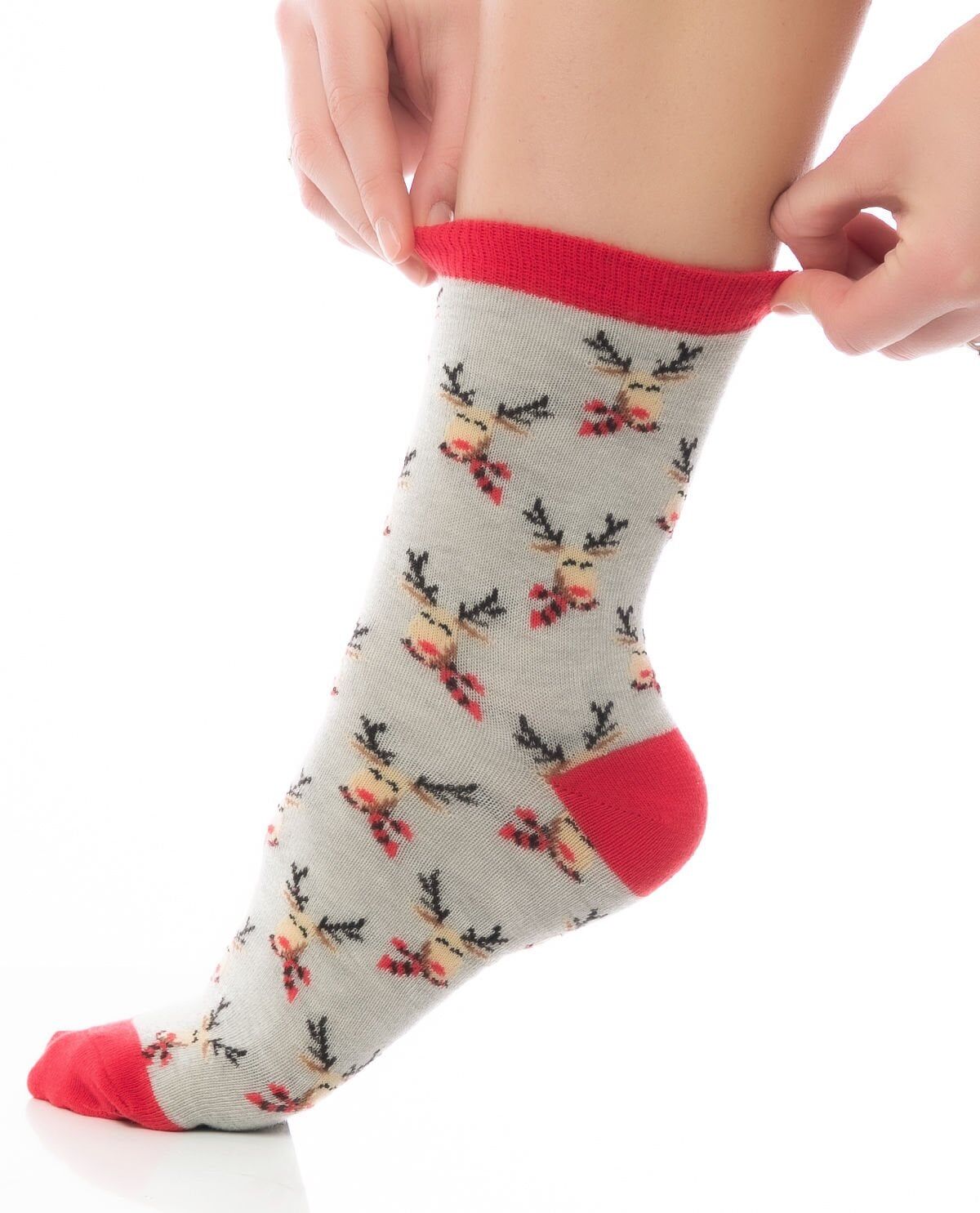 Minik Geyik Desenli Yılbaşı Çorabı