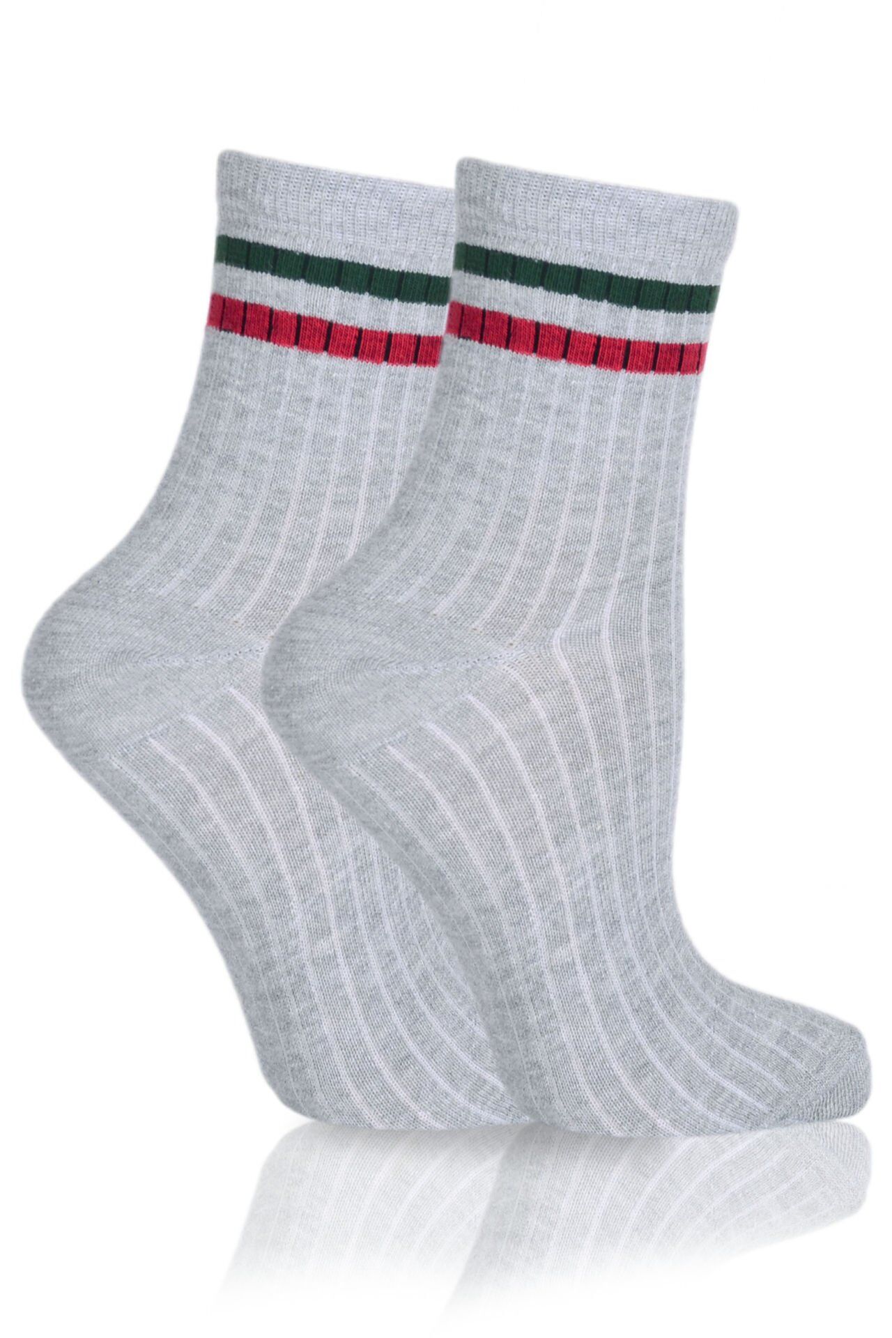 Renkli Çizgili Tenis Çorapları 4'lü Eko Paket