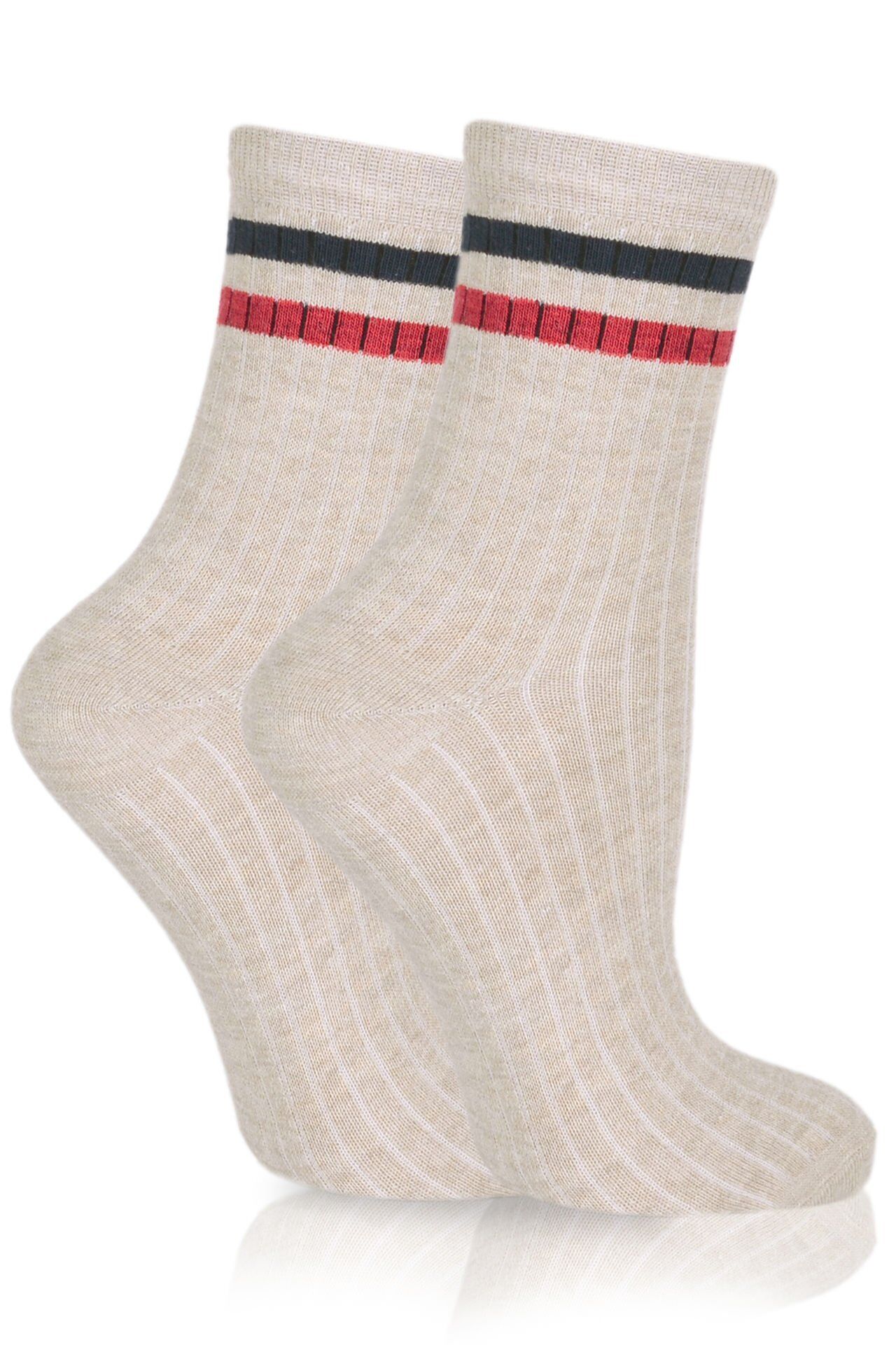 Renkli Çizgili Tenis Çorapları 4'lü Eko Paket