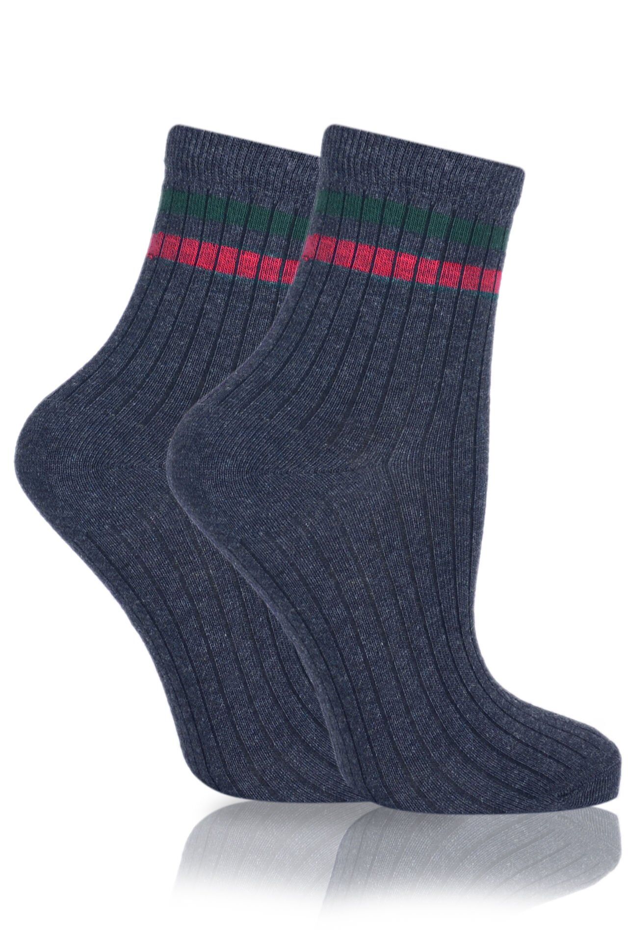 Renkli Çizgili Tenis Çorapları 4'lü Eko Paket