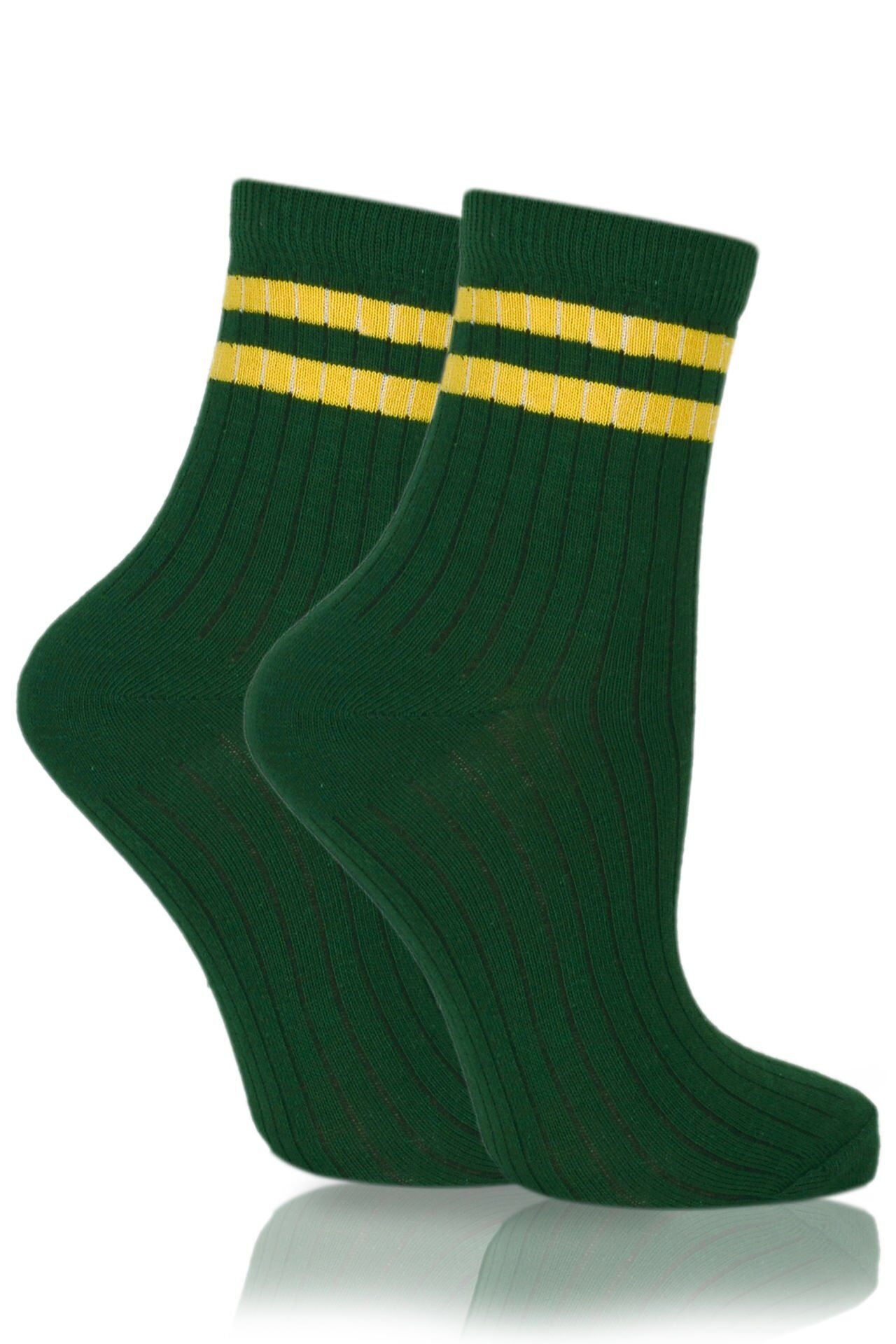 Renkli Çizgili Tenis Çorapları 4'lü Eko Paket