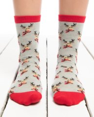 Minik Geyik Desenli Yılbaşı Çorabı RENKLİ - 36/40