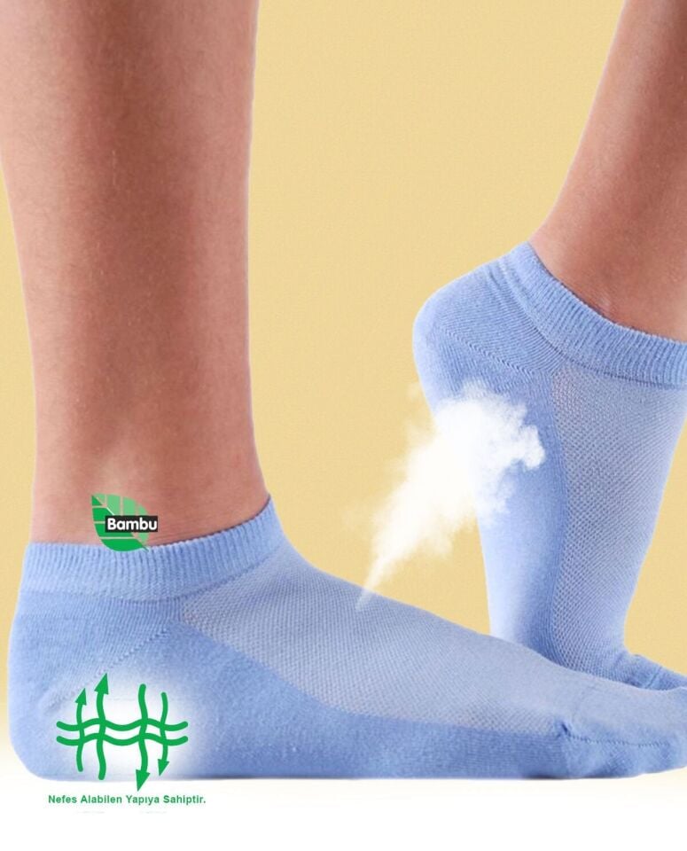 Bambu Mavi Kısa Soket Çorap Brogetti