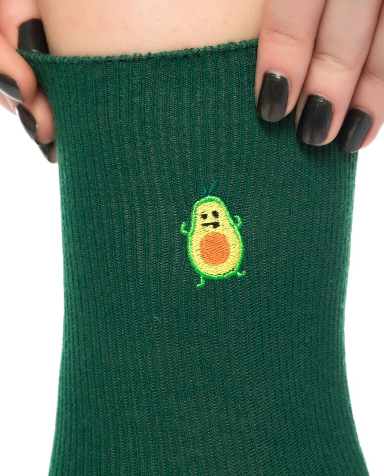 Avokado Nakışlı Yeşil Renk Kadın Soket Çorap