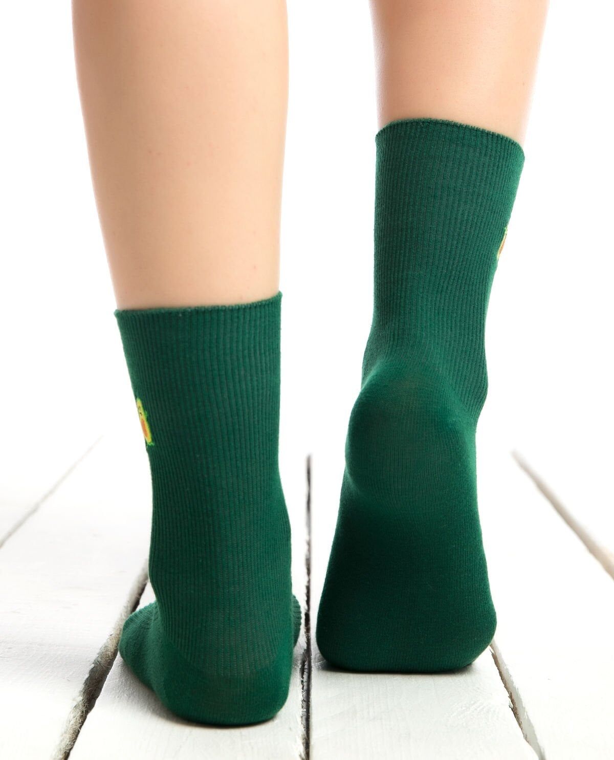 Avokado Nakışlı Yeşil Renk Kadın Soket Çorap