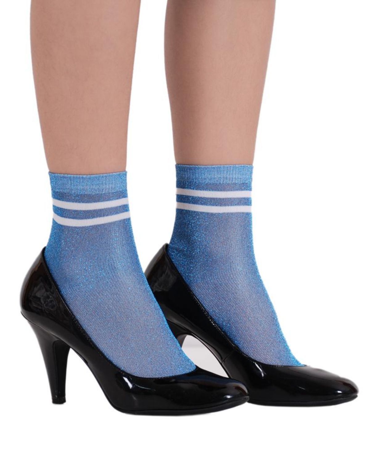 Victoria Açık Mavi Simli Çorap Brogetti