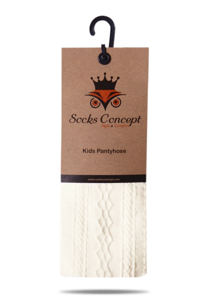 Külotlu Çorap Kabartma Desenli Ekru Heidi KREM - 3/4 YAŞ