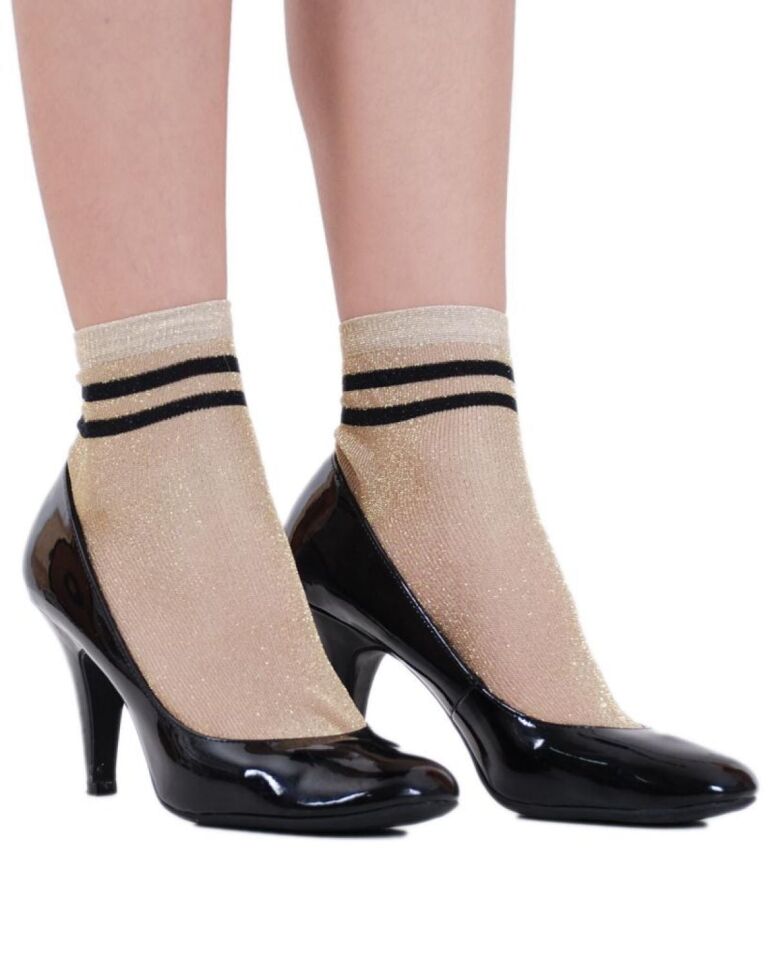 Victoria Altın Simli Çorap Brogetti