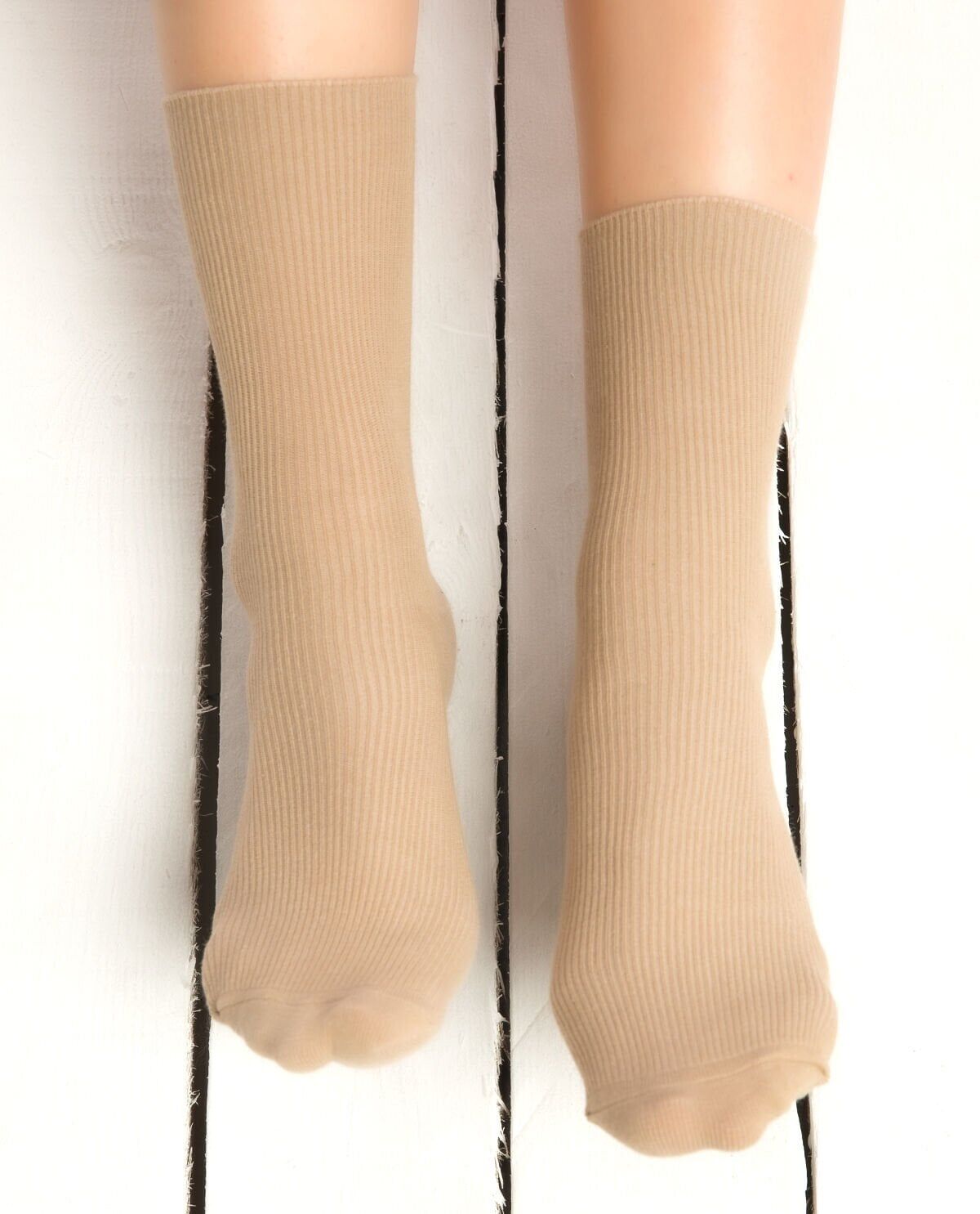 Kaktüs Nakışlı Bej Renk Kadın Soket Çorap