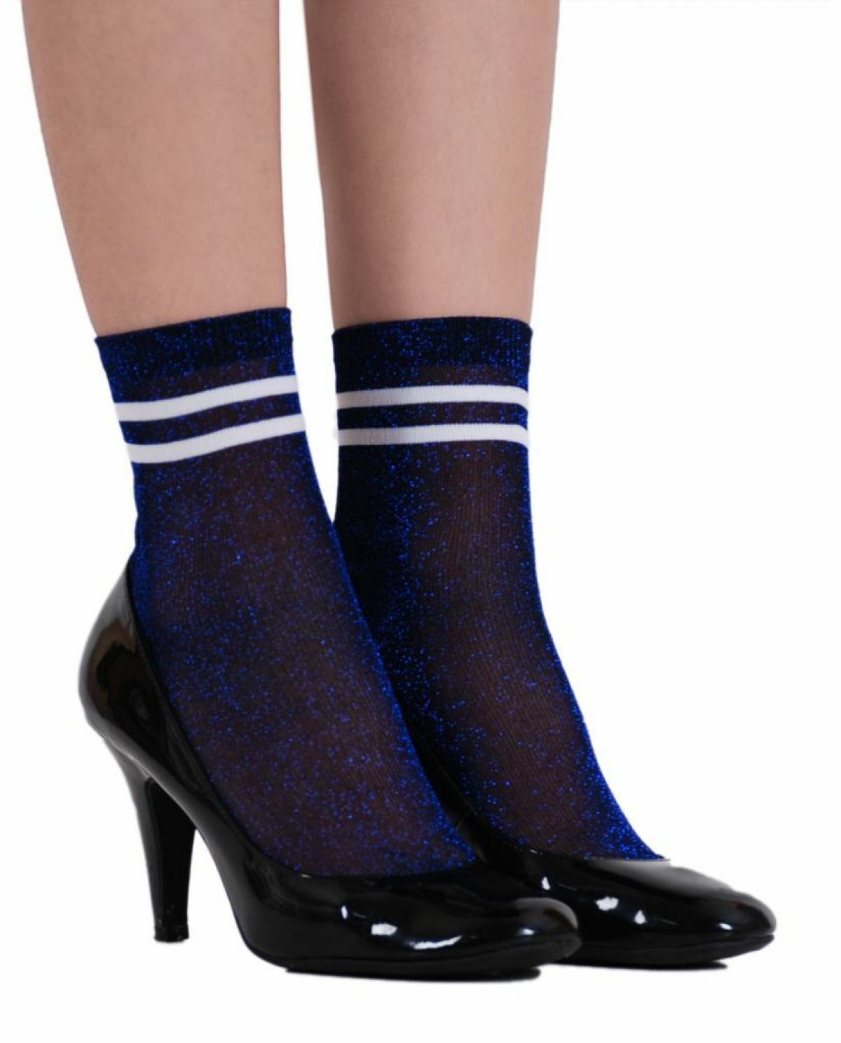Victoria Saks Mavi  Simli Çorap Brogetti