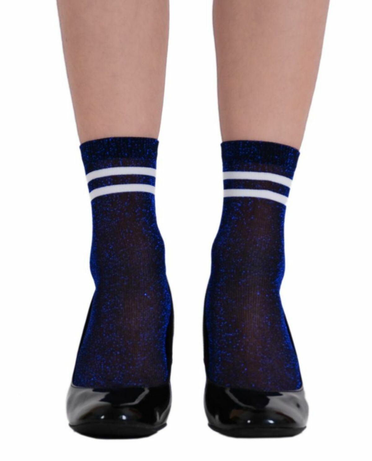 Victoria Saks Mavi  Simli Çorap Brogetti