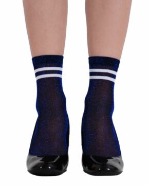 Victoria Saks Mavi  Simli Çorap Brogetti