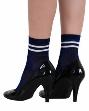Victoria Saks Mavi  Simli Çorap Brogetti