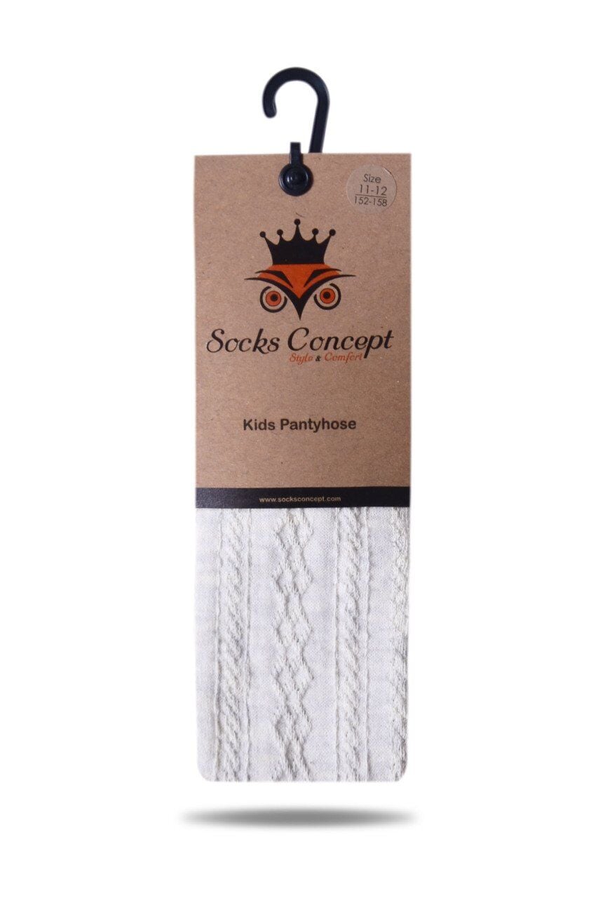 Külotlu Çorap Kabartma Desenli Ekru Melanj Heidi EKRU - 11/12 YAŞ