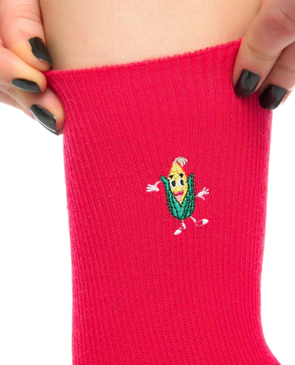 Mısır Nakışlı Fuşya Renk Kadın Soket Çorap