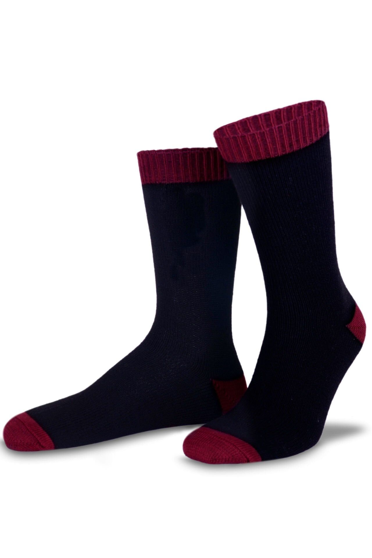 Siyah Bordo Lastikli Soket Çorap Agola