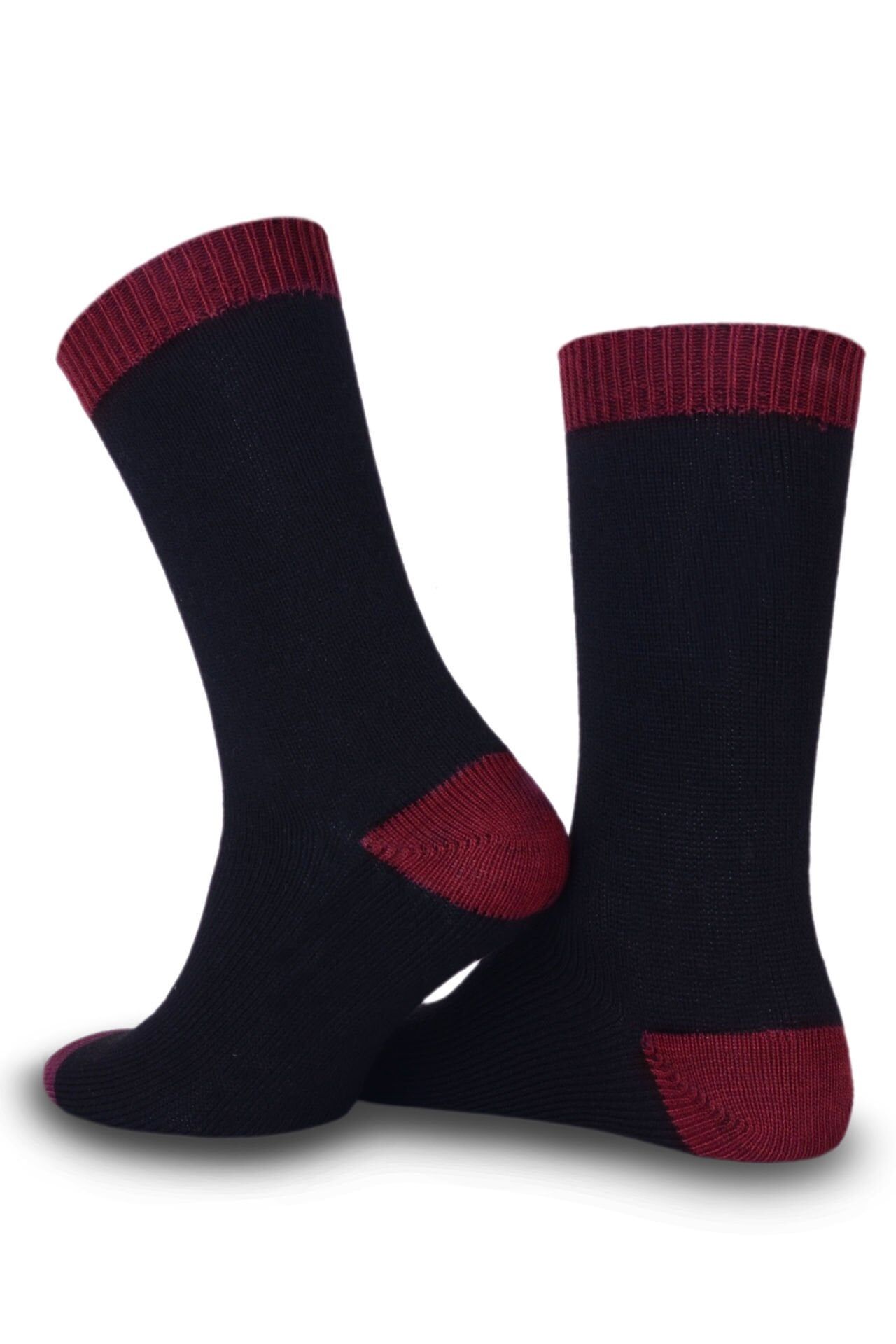 Siyah Bordo Lastikli Soket Çorap Agola