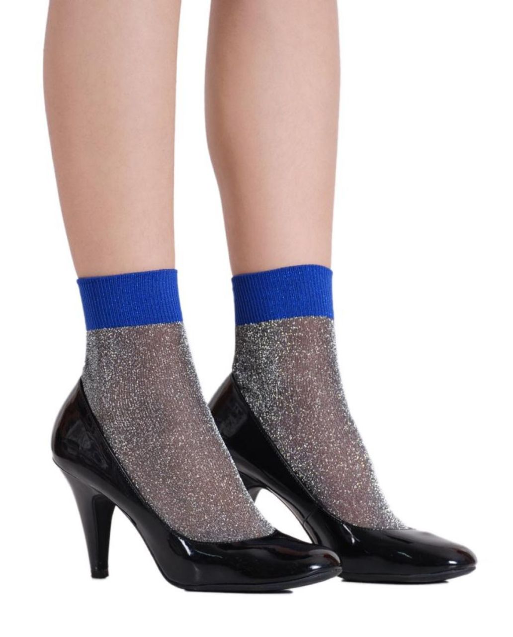 Angelina Simli Mavi Lastikli Çorap Brogetti GÜMÜŞ - TEK BEDEN