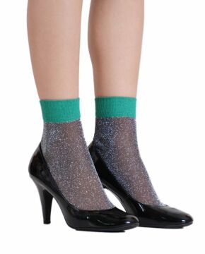 Angelina Simli Yeşil Lastikli Çorap Brogetti