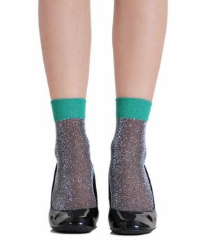 Angelina Simli Yeşil Lastikli Çorap Brogetti