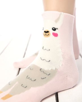 Pembe Renk Sevimli Kuzu Desen Soket Çorap